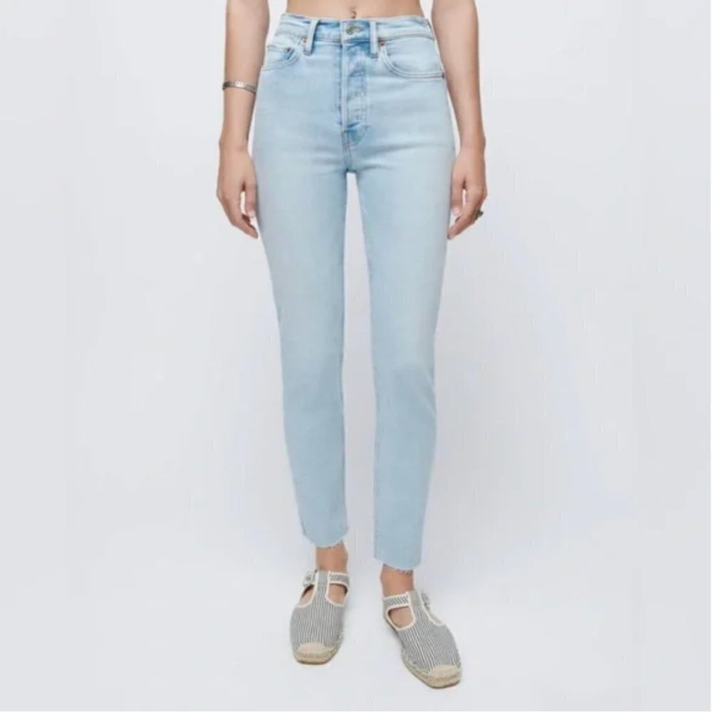 NEW RE/DONE Light Wash 90s High Rise Ankle Crop Jeans